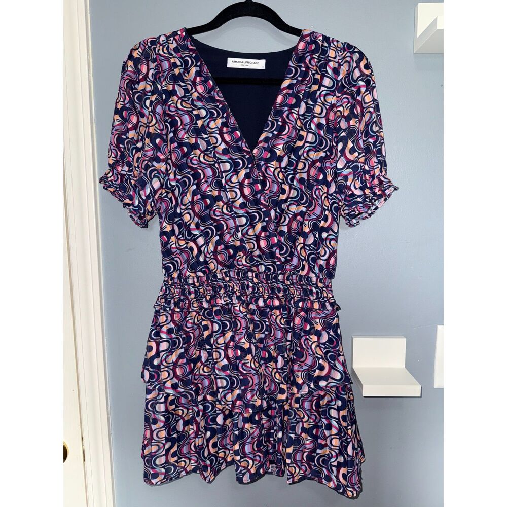 Amanda Uprichard Adriel Multi-Colored Swirly Patterned Mini Dress | Size XS